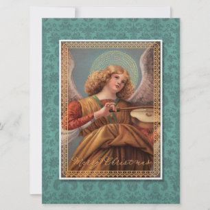 Invitation Ange de Noël avec un violon