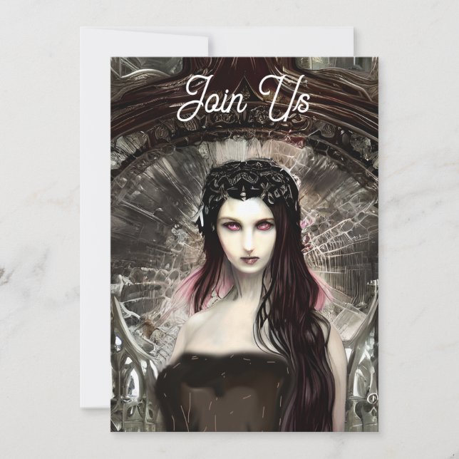 Invitation Ange déchu | Art sombre | Fête d'Halloween (Devant)