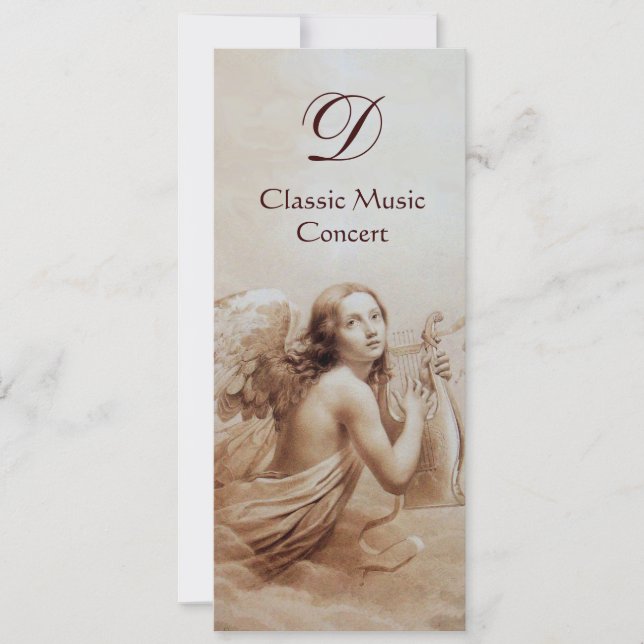 Invitation ANGE JOUANT LYRA SUR LES NUAGES, Monogramme (Devant)