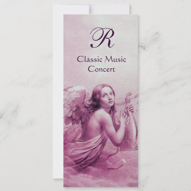 Invitation ANGE JOUE LA LYRE SUR LES NUAGES, Monogramme (Devant)