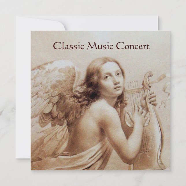 Invitation ANGE JOUE LA LYRE SUR LES NUAGES, Monogramme (Devant)