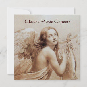 Invitation ANGE JOUE LA LYRE SUR LES NUAGES, Monogramme