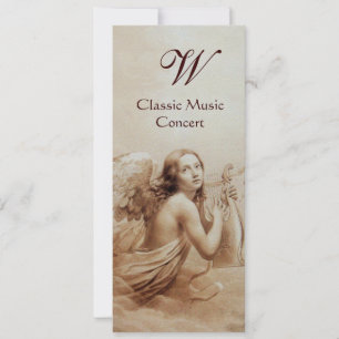 Invitation ANGE JOUE LA LYRE SUR LES NUAGES, Monogramme feutr