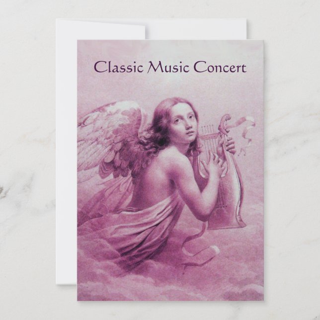 Invitation ANGE JOUER LYRA SUR LES NUAGES, champagne (Devant)