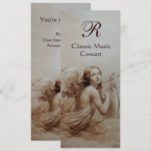 Invitation ANGE SUR UNE LYRE AU-DESSUS DES NUAGES, Argent Mon