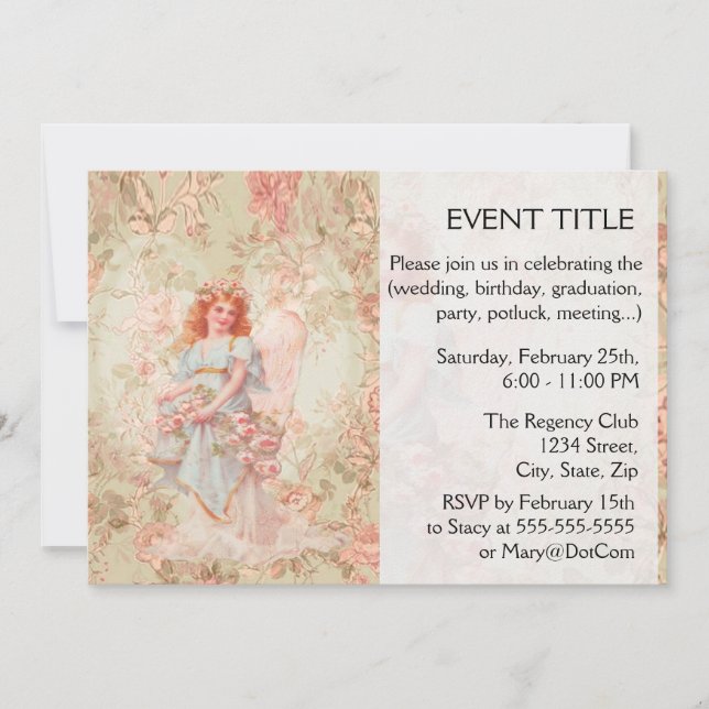 Invitation Angel aux fleurs (Devant)