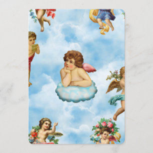 Invitation angel cherub nuages antique