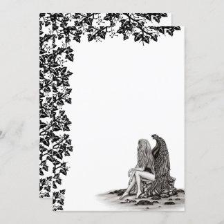 Invitation Angel, perdu dans la pensée, noir et blanc Design