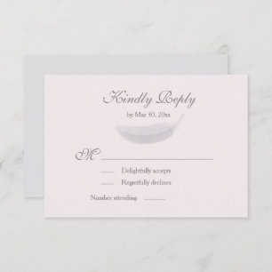 Invitation Angel Plumes Blush rose Grey Mariage RSVP