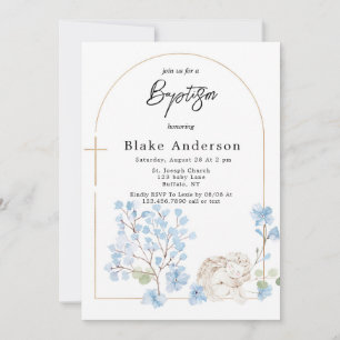 Invitation Angel Wings Cross Gold Baby Baptism