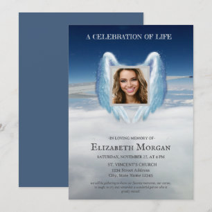 Invitation Angel Wings Sky Photo Celebration Of Life