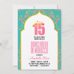 Invitation ANGLAIS Maroc QUINCEAÑERA nuits arabes PINK AQ