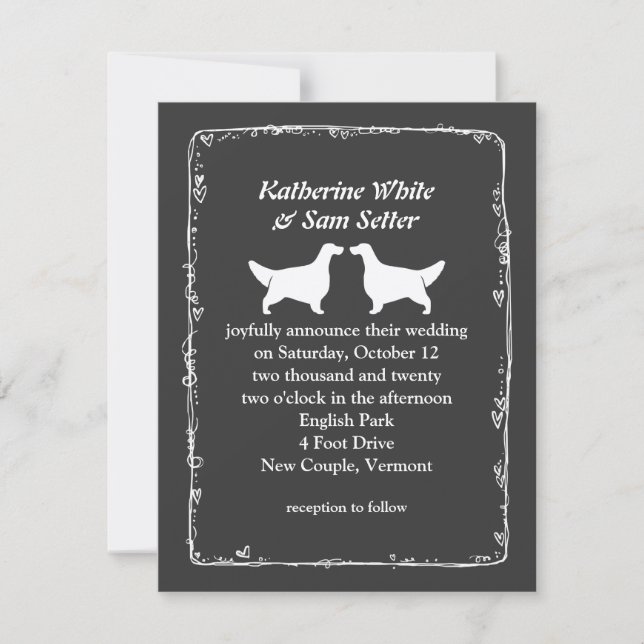 Invitation Anglais Setter Silhouettes Mariage (Devant)