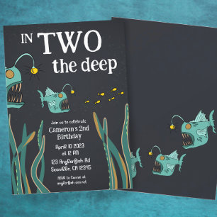 Invitation Anglerfish Deep Sea Ocean Deuxième anniversaire