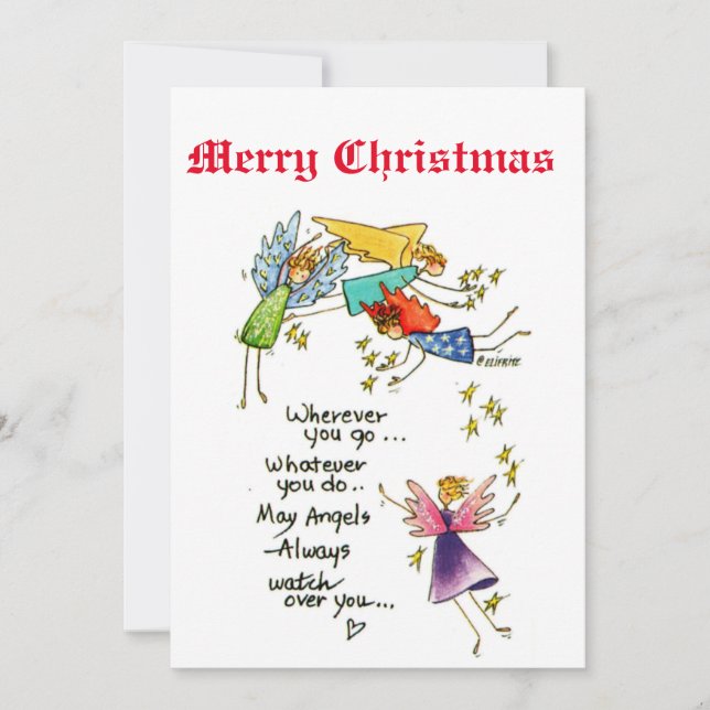 Invitation Angles avec vous à Noël Aquarelle Art (Devant)