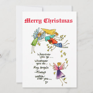 Invitation Angles avec vous à Noël Aquarelle Art