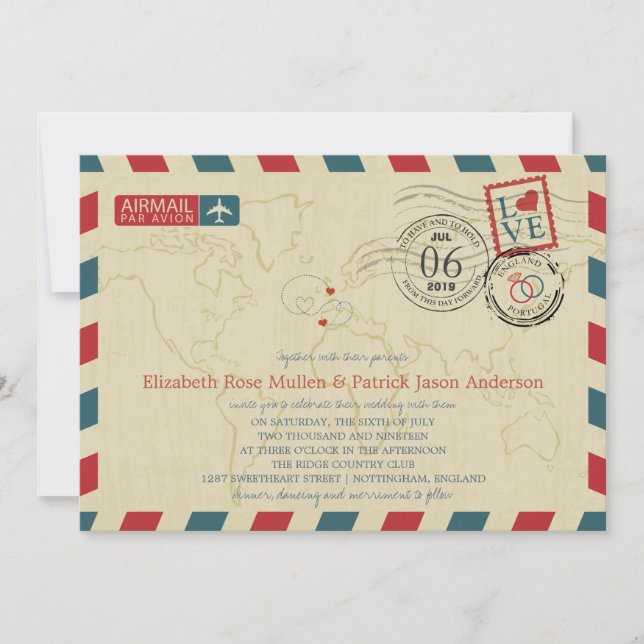Invitation Angleterre Angleterre / Portugal Airmail | Mariage (Devant)