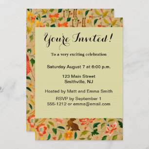 Invitation Animal Antique Cheval Oiseau Deer Rabbit