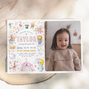 Invitation Animal Circus   Carnaval d'aquarelle photo anniver