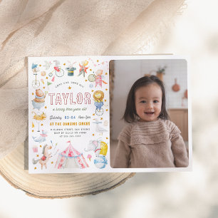 Invitation Animal Circus   Carnaval d'aquarelle photo anniver