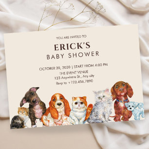 Invitation Animal de compagnie adorable, shower pour bébé chi