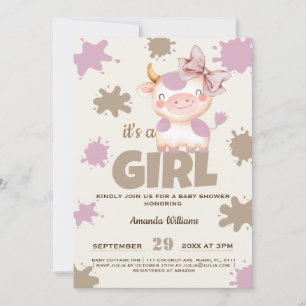 Invitation Animal de ferme de vache saint baby shower de fill