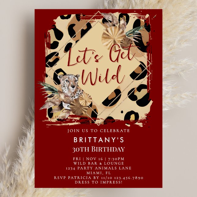 Invitation Animal de fête à imprimé léopard, anniversaire de  (Créateur téléchargé)