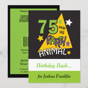 Invitation Animal de fête âgé de 75 ans - 75e anniversaire