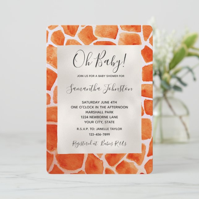 Invitation Animal de la Giraffe orange (Debout devant)