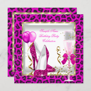 Invitation Animal Hot rose or Parties scintillant talons Anni
