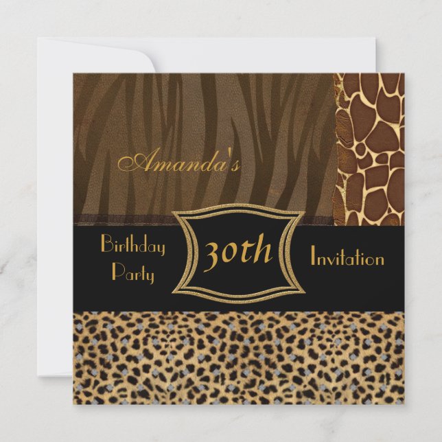 Invitation Animal Leopard 30e fête d'anniversaire (Devant)