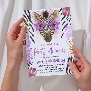 Invitation Animal Party - Zebra Birthday Party
