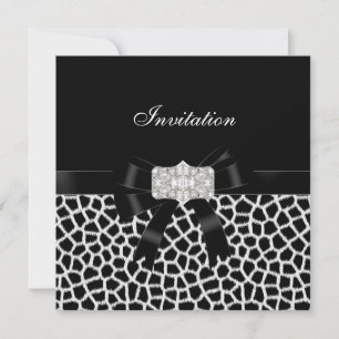 Invitation Animal Print Noir Blanc Bijou Bow