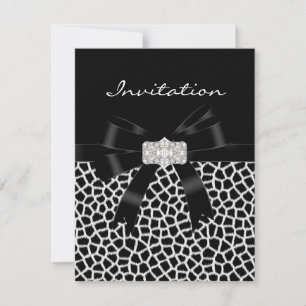 Invitation Animal Print Noir Blanc Bijou Bow
