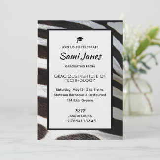 Invitation Animal print Zebra Luxury Black White Simple
