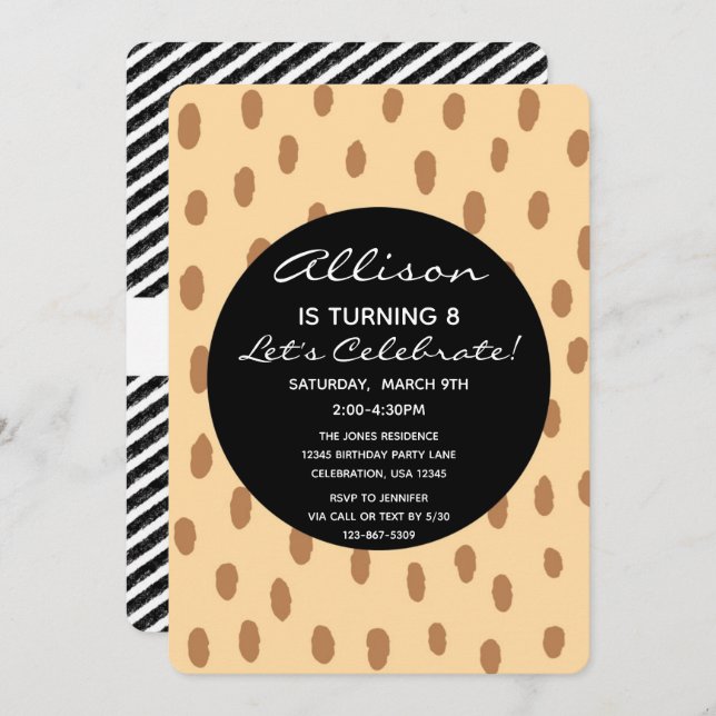 Invitation Animal Safari Zoo Giraffe Zebra Anniversaire (Devant / Derrière)