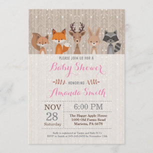 Invitation animale de baby shower de fille de