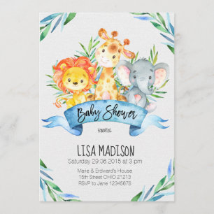 Invitation animale de baby shower de jungle