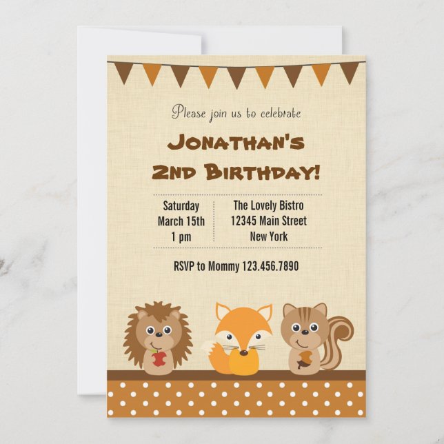 Invitation animale de fête d'anniversaire de (Devant)