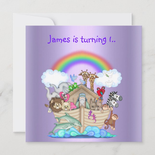 Invitation animale Noahs ark PURPLE 2 (Devant)