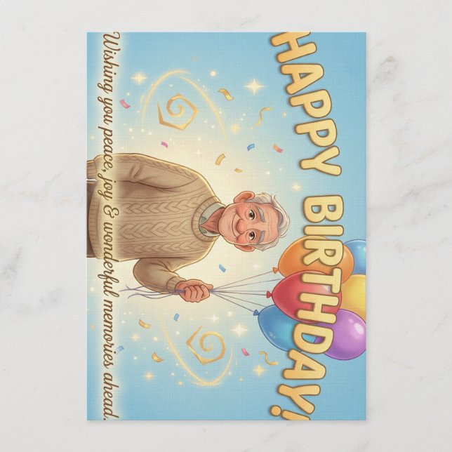 Invitation Animation style Birthday Card for Grandparents. (Devant)