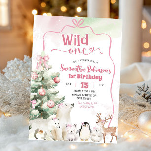 Invitation Animaux Arctiques Coquette Wild One Fille 1er Anni