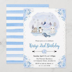 Invitation Animaux arctiques d'hiver 2e anniversaire