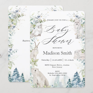 Invitation Animaux arctiques Hiver Baby shower alpin Neutre  