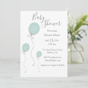 Invitation Animaux Baby shower Garçon Vert bleu