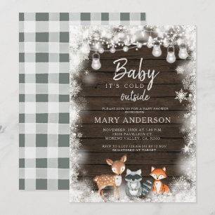 Invitation Animaux Baby shower Il fait froid dehors Douche