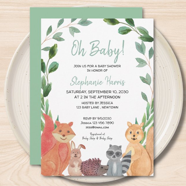 Invitation Animaux boisés Oh Baby shower bébé (Créateur téléchargé)