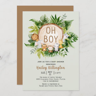 Invitation Animaux boisés Oh Boy Forest Baby shower