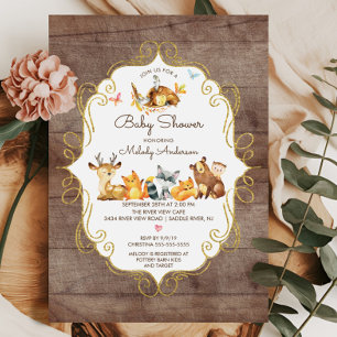 Invitation Animaux boisés rustiques Baby shower neutre