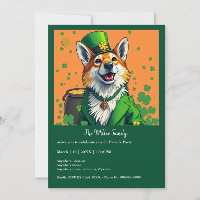 Invitation Animaux chanceux déguisés - Saint Patrick’s Day Fu (Devant)